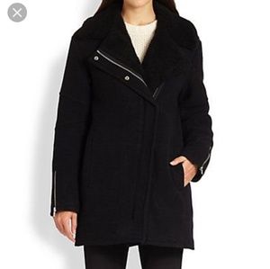 Theory Black Shearling Coat